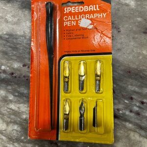 Vintage Speedball Calligraphy Pen Set - Black and Gold